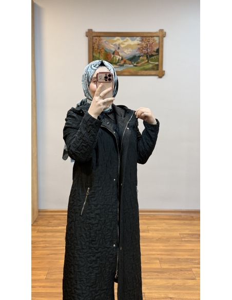 N PRİVE F14306 KAPŞONLU TRENÇKOT SİYAH