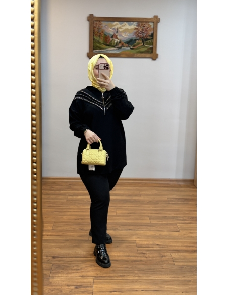 KAYRA TAŞLI SWEAT 31011 SİYAH