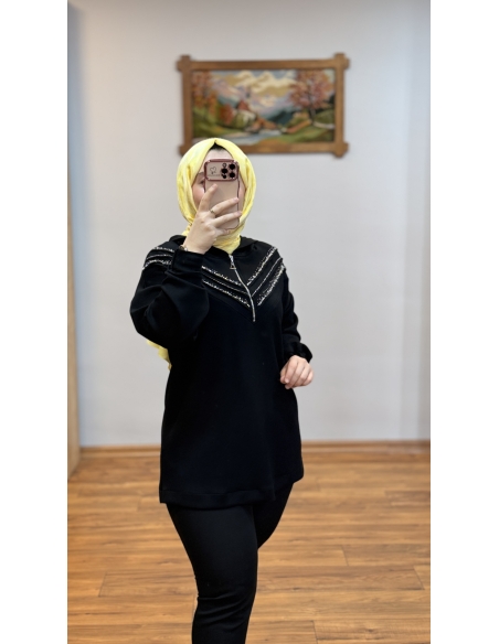 KAYRA TAŞLI SWEAT 31011 SİYAH