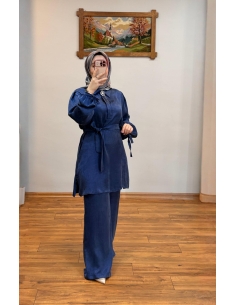 N PRİVE İPEK CUPRA TAKIM LACİVERT F19317