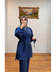 N PRİVE İPEK CUPRA TAKIM LACİVERT F19317 2