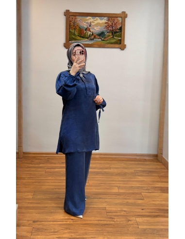 N PRİVE İPEK CUPRA TAKIM LACİVERT F19317