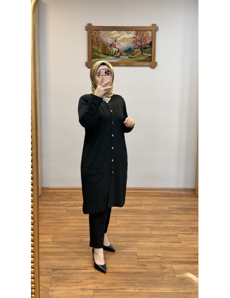 N PRİVE SOĞUK İPLİK HIRKA F17018 SİYAH