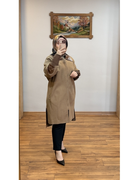 LEVİDOR DERİ DETAYLI KABAN 570004 TABA