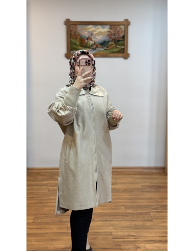 LEVİDOR DERİ DETAYLI KABAN 570004 TAŞ