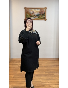 LEVİDOR DERİ DETAYLI KABAN 570004 SİYAH 2