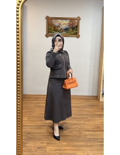 N PRİVE METAL AKSESUARLI TAKIM F15219  GRİ 2