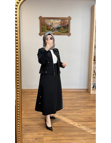 N PRİVE METAL AKSESUARLI TAKIM F15219 SİYAH