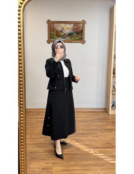 N PRİVE METAL AKSESUARLI TAKIM F15219 SİYAH