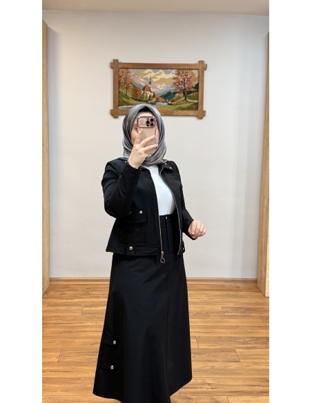 N PRİVE METAL AKSESUARLI TAKIM F15219 SİYAH