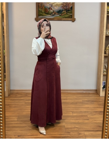 ALVİNA SÜET JİLE ELBİSE 45947 BORDO