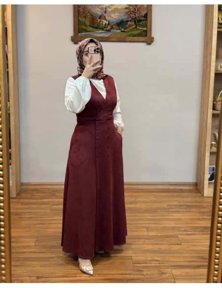 ALVİNA SÜET JİLE ELBİSE 45947 BORDO