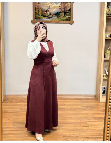 ALVİNA SÜET JİLE ELBİSE 45947 BORDO