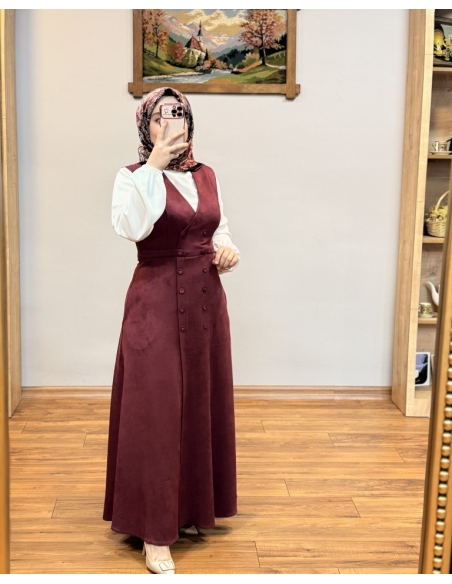 ALVİNA SÜET JİLE ELBİSE 45947 BORDO