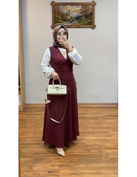 ALVİNA SÜET JİLE ELBİSE 45947 BORDO