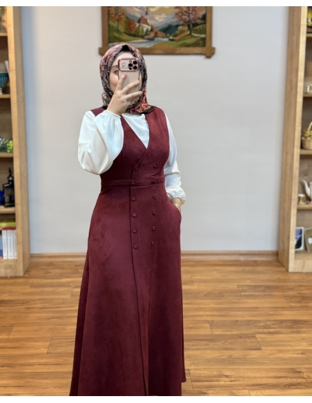 ALVİNA SÜET JİLE ELBİSE 45947 BORDO