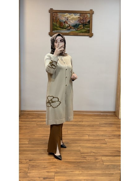 N PRİVE SOĞUK İPLİK HIRKA F17018 BEJ