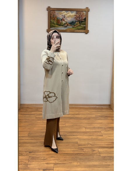 N PRİVE SOĞUK İPLİK HIRKA F17018 BEJ