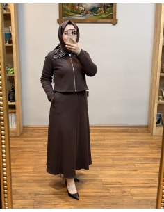 N PRİVE F19500 YAKA DET ETEKLİ TAKIM KAHVE