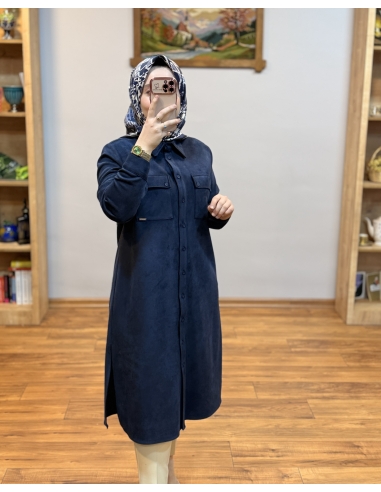 ALVİNA SÜET TUNİK LACİVERT 46086
