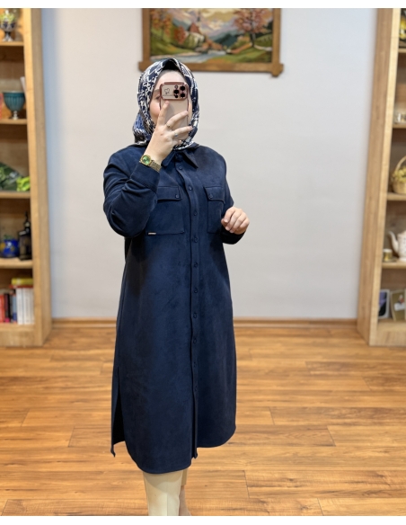 ALVİNA SÜET TUNİK LACİVERT 46086