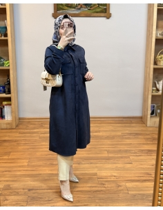 ALVİNA SÜET TUNİK LACİVERT 46086