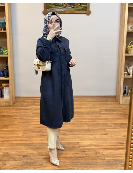 ALVİNA SÜET TUNİK LACİVERT 46086