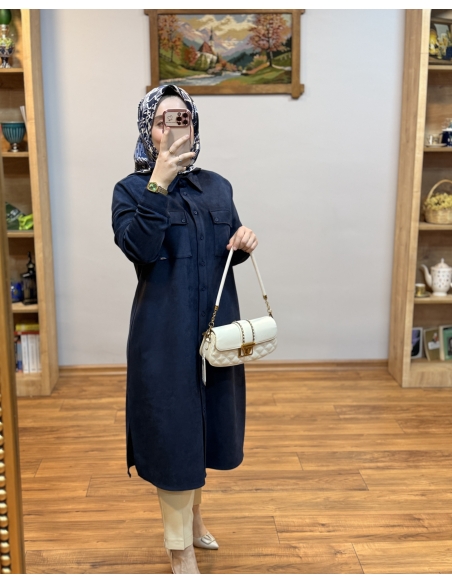 ALVİNA SÜET TUNİK LACİVERT 46086