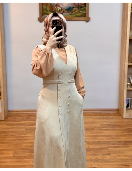 ALVİNA SÜET JİLE ELBİSE 45947 TAŞ