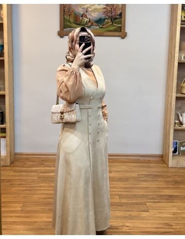 ALVİNA SÜET JİLE ELBİSE 45947 TAŞ