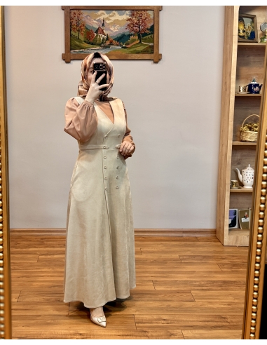 ALVİNA SÜET JİLE ELBİSE 45947 TAŞ