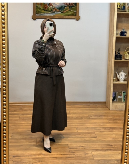 LEVİDOR ETEKLİ TAKIM 131076 KAHVE