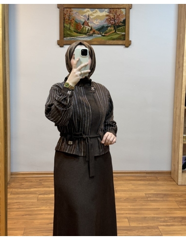 LEVİDOR ETEKLİ TAKIM 131076 KAHVE