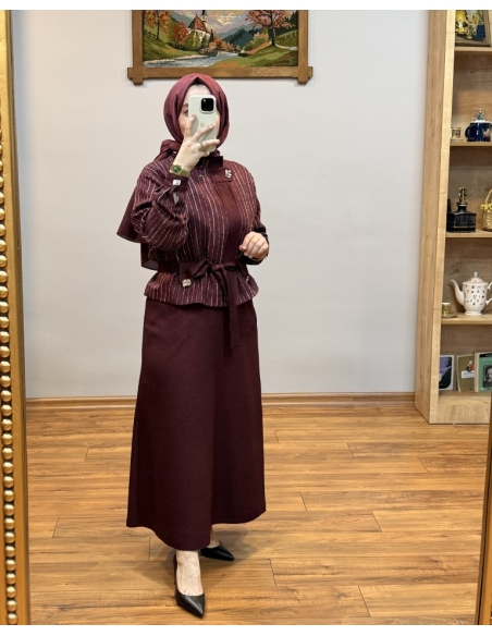 LEVİDOR ETEKLİ TAKIM 131076 BORDO