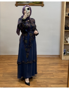 LEVİDOR İPEK CUPRA ELBİSE 330325 LACİVERT