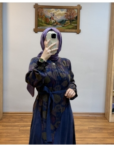 LEVİDOR İPEK CUPRA ELBİSE 330325 LACİVERT 2