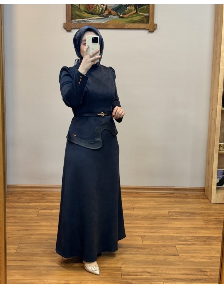 ALVİNA SÜET ELBİSE 46025 LACİVERT