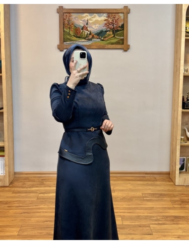 ALVİNA SÜET ELBİSE 46025 LACİVERT