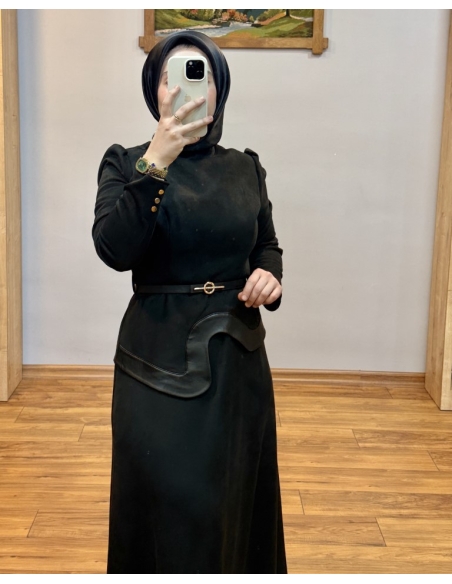 ALVİNA SÜET ELBİSE 46025 SİYAH