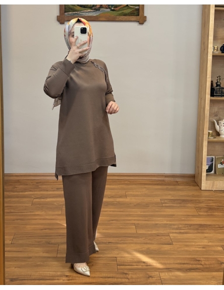 ALVİNA SOĞUK İPLİK TAKIM KAHVE 45873