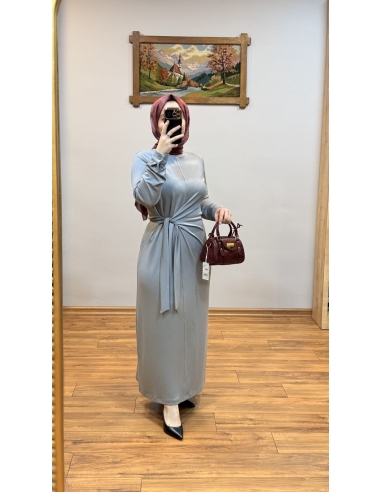 N PRİVE BELDEN BAĞLAMALI ELBİSE F13230 GRİ