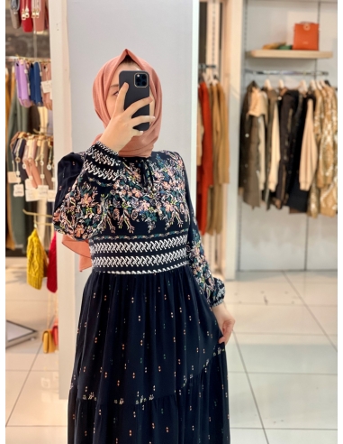 Özmenler Pamuk Viskon Elbise 7644 lacivert