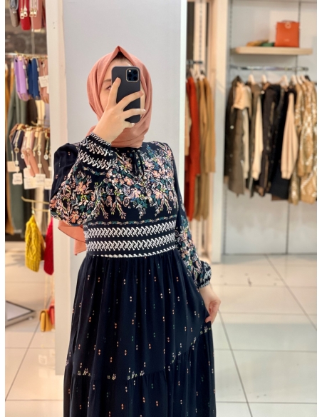 Özmenler Pamuk Viskon Elbise 7644 lacivert