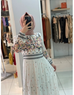 Özmenler Pamuk Viskon Elbise 7644 Beyaz 2