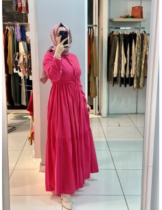 Pamuk Keten Elbise 3138 pembe