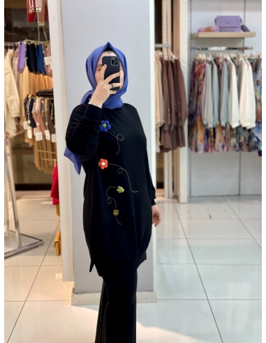 Levidor Çiçek Sweat  Siyah