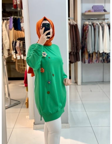 Levidor Çiçek Sweat Yeşil