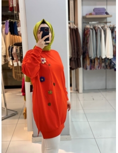 Levidor Çiçek  Sweat Turuncu