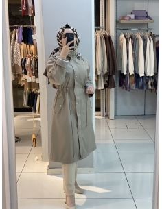 Setare Çizgili Trenç 596 bej