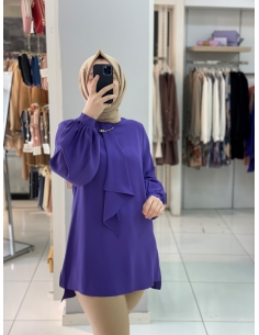 Levidor Fularlı Tunik 1037 Mor